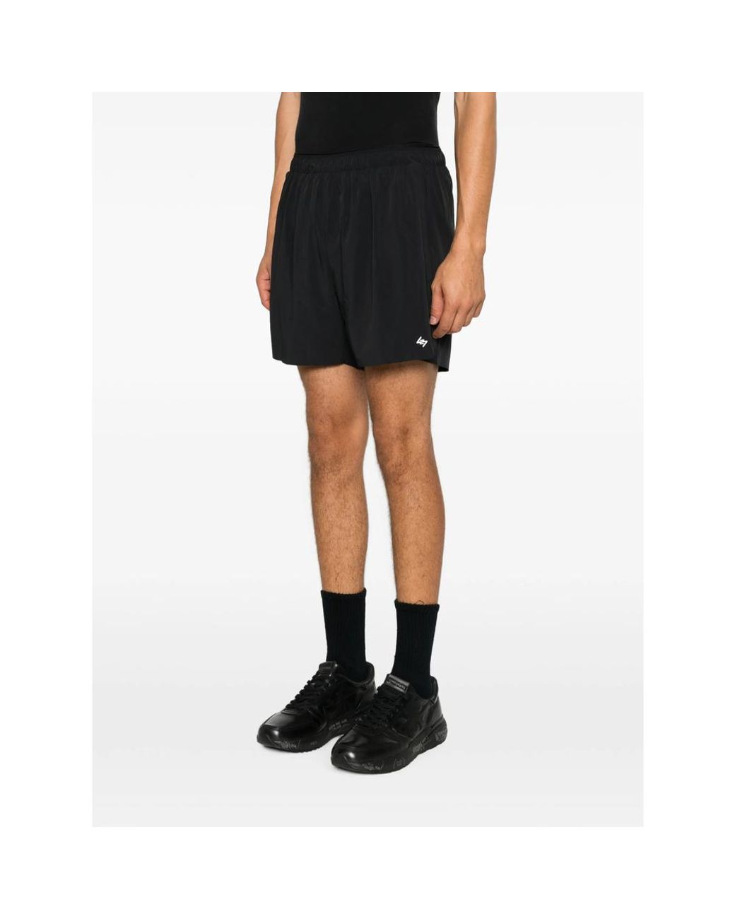 Represent Black Logo-Print Elasticated Shorts for men
