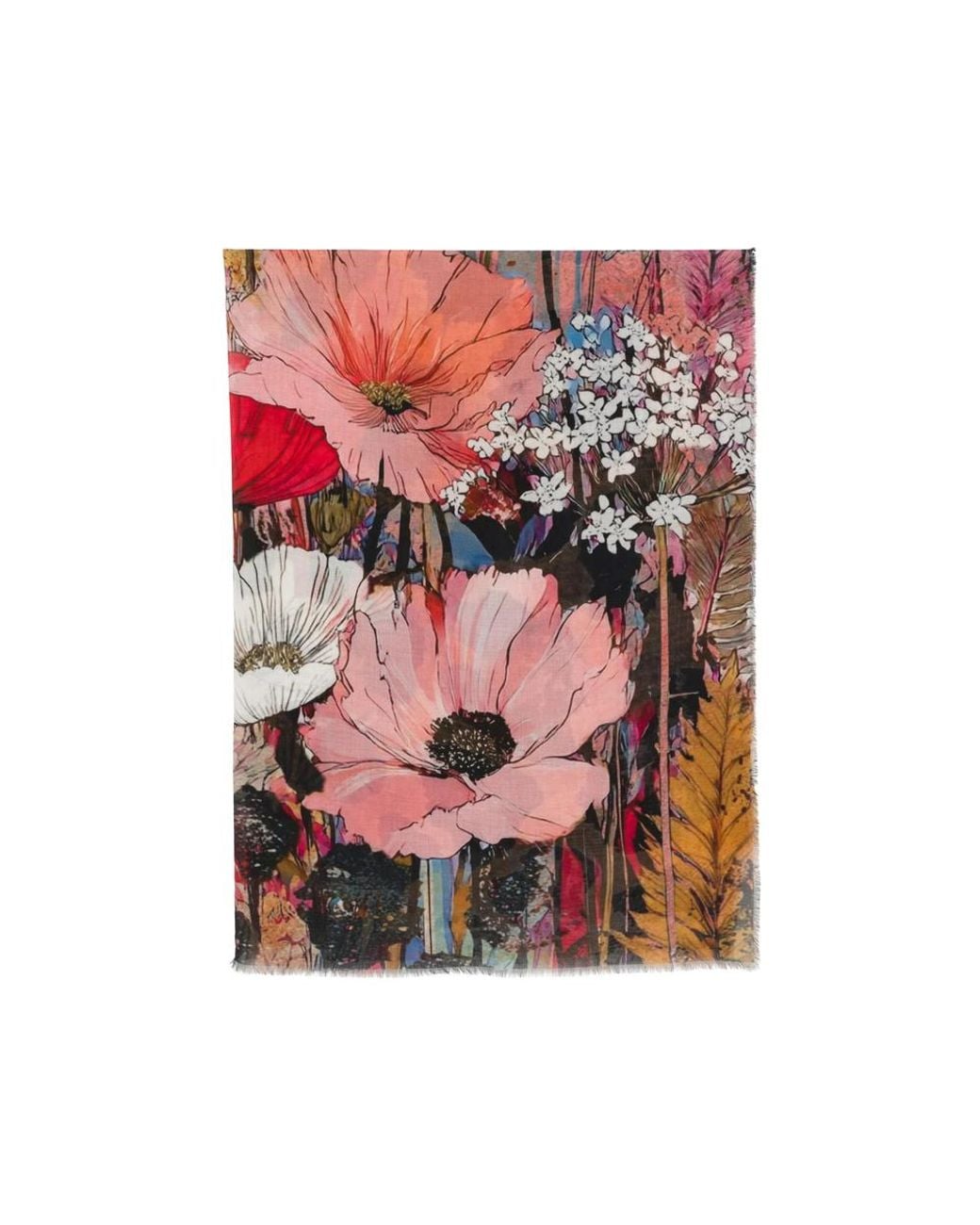 D'Aniello Pink Floral-Print Leopard-Pattern Scarf