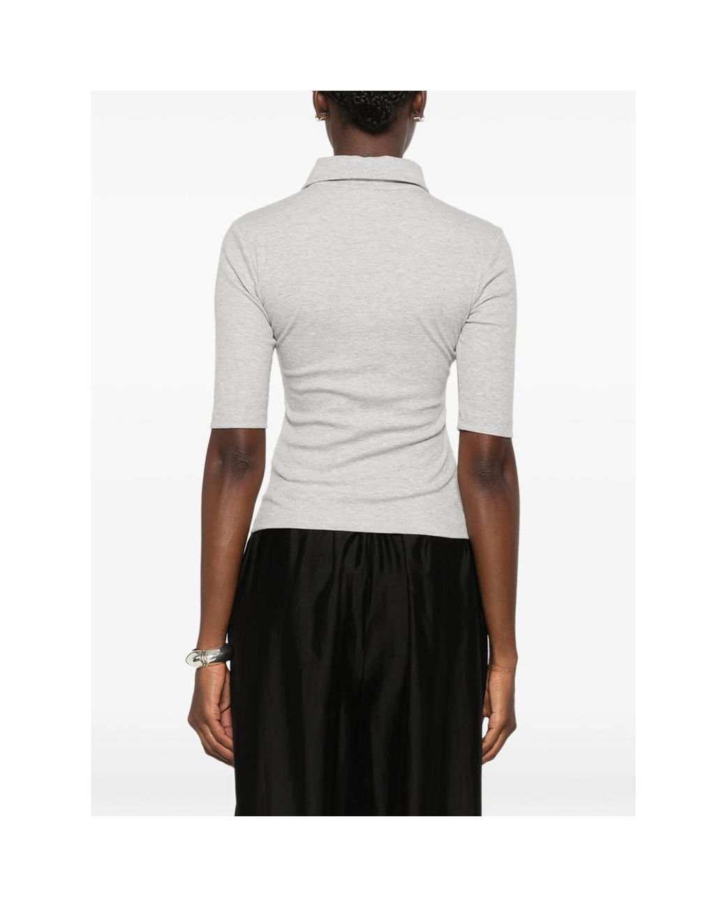 Gestuz Gray Drew Short-Sleeves Polo Shirt
