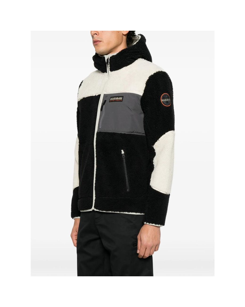 Napapijri Black Fleece-Texture Hooded Sweater for men