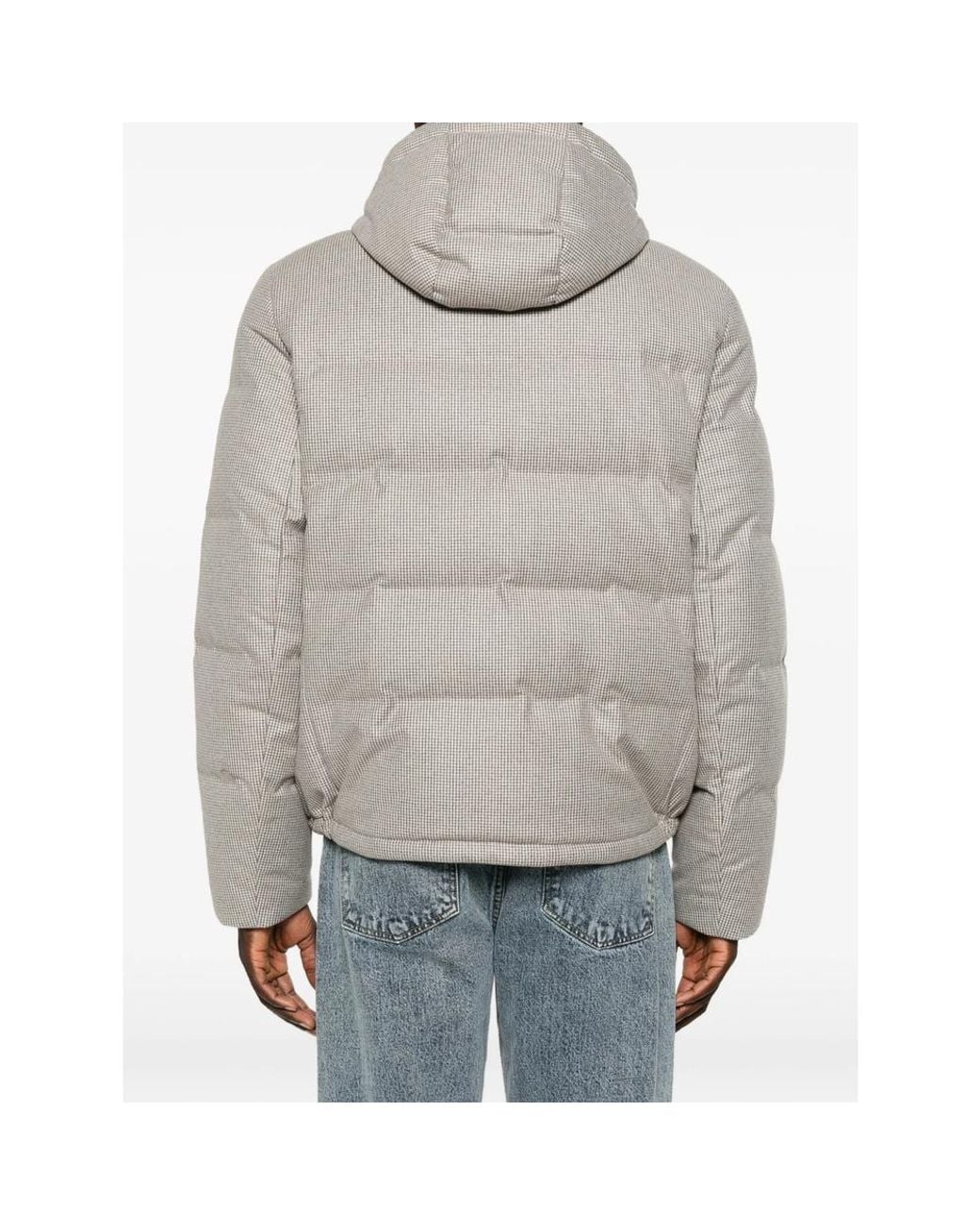 Brunello Cucinelli Gray Houndstooth-Pattern Quilted Jacket for men
