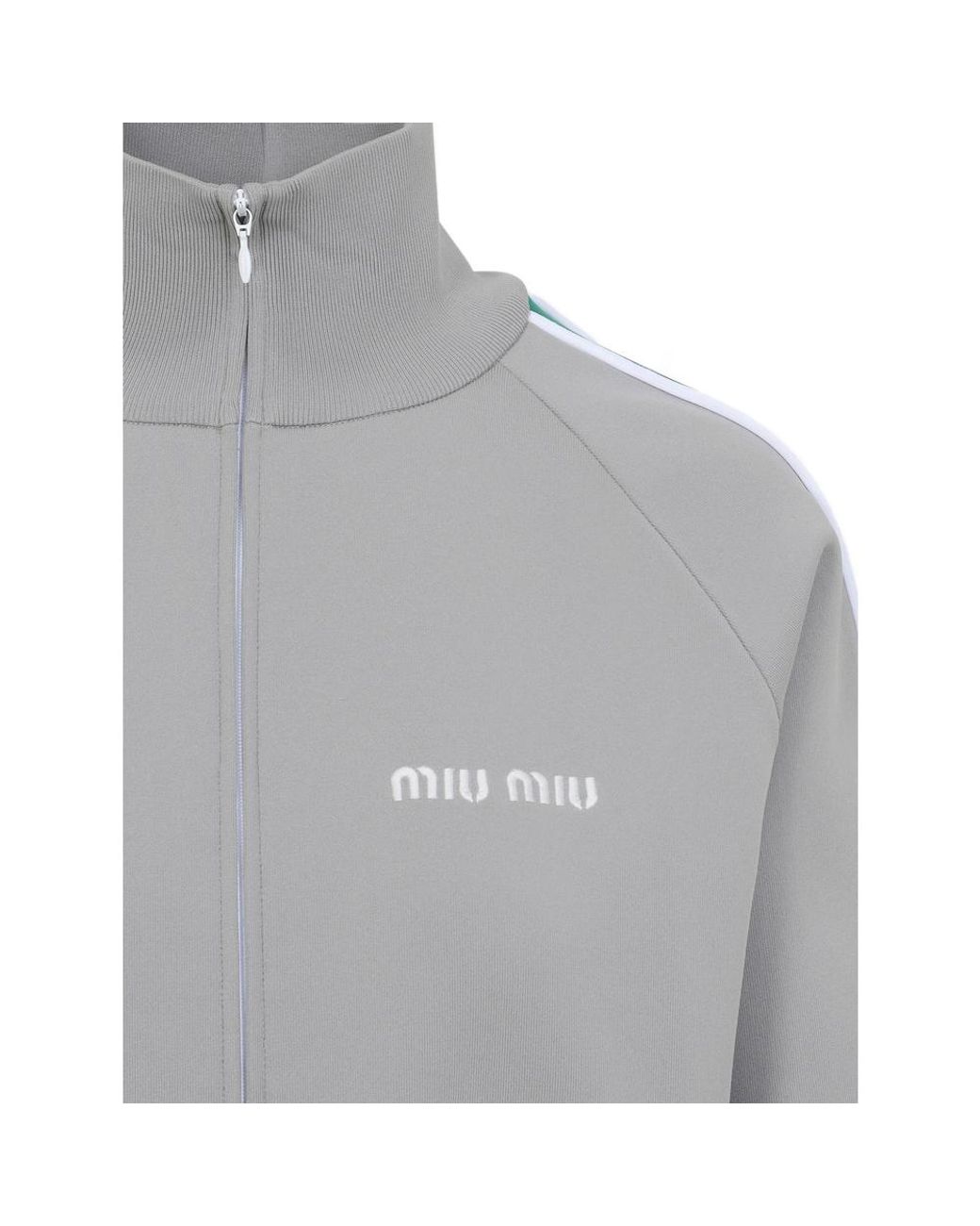 Miu Miu Gray Zip-Up Sweatshirt