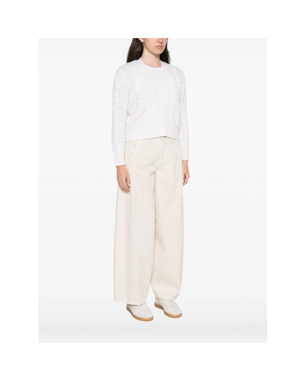 Max Mara White Cable-Knit Cardigan
