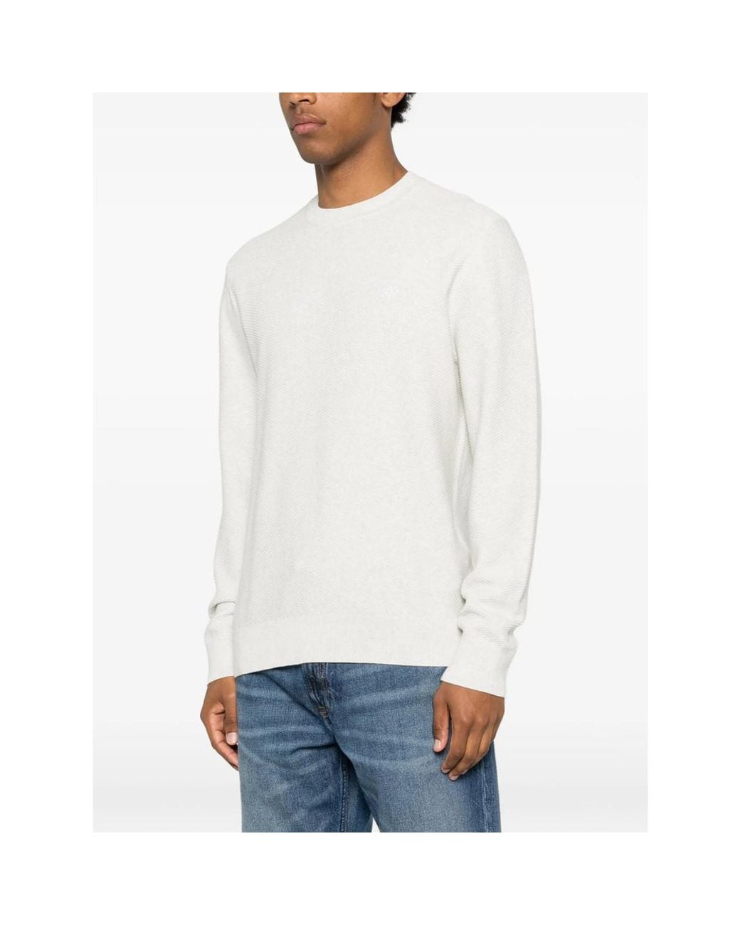 Calvin Klein White Crew Neck Sweater for men