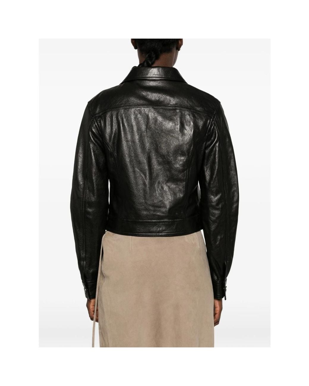Amiri Black Button-Up Leather Jacket