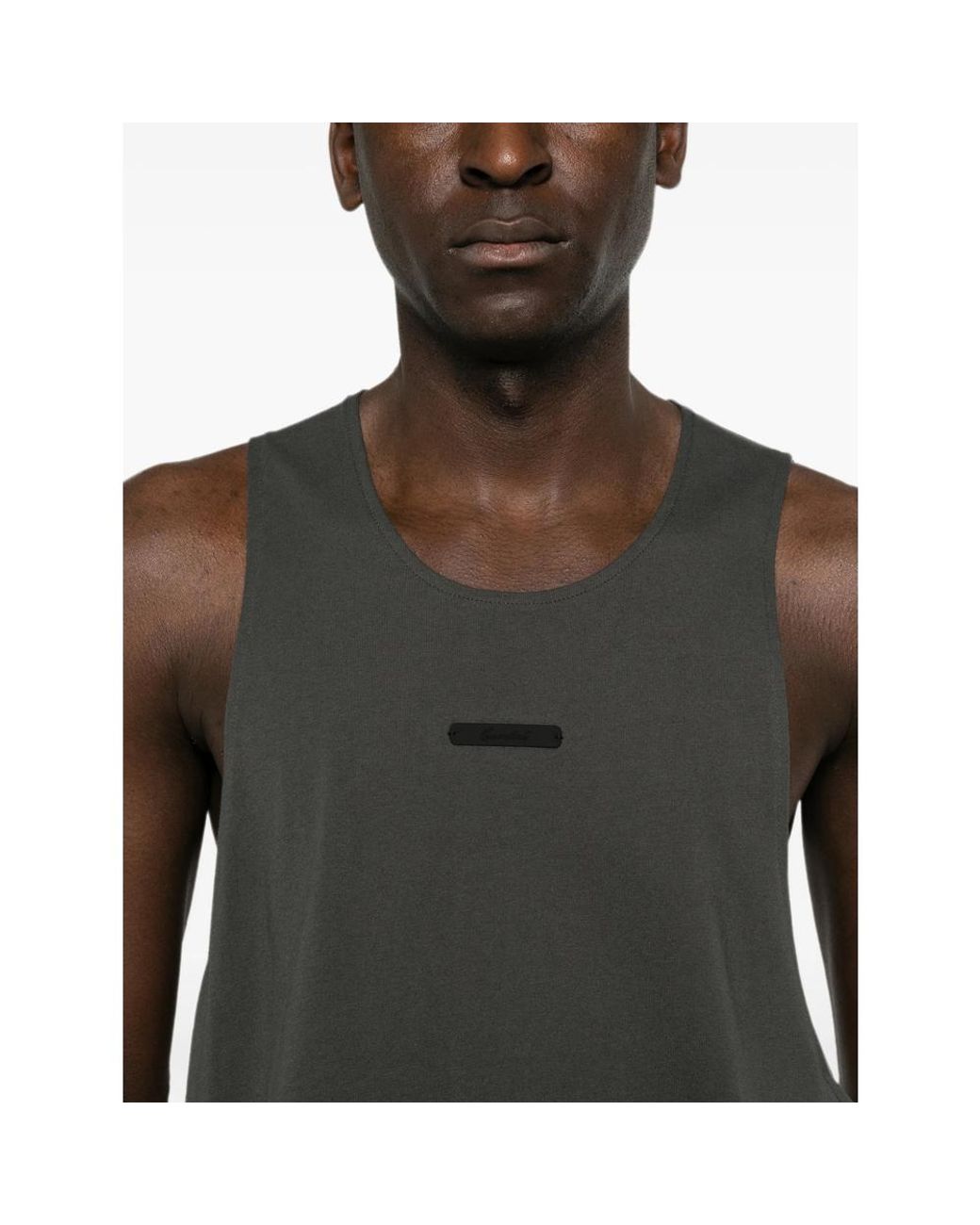 Fear Of God Black Essentials Logo-Patch Tank Top for men