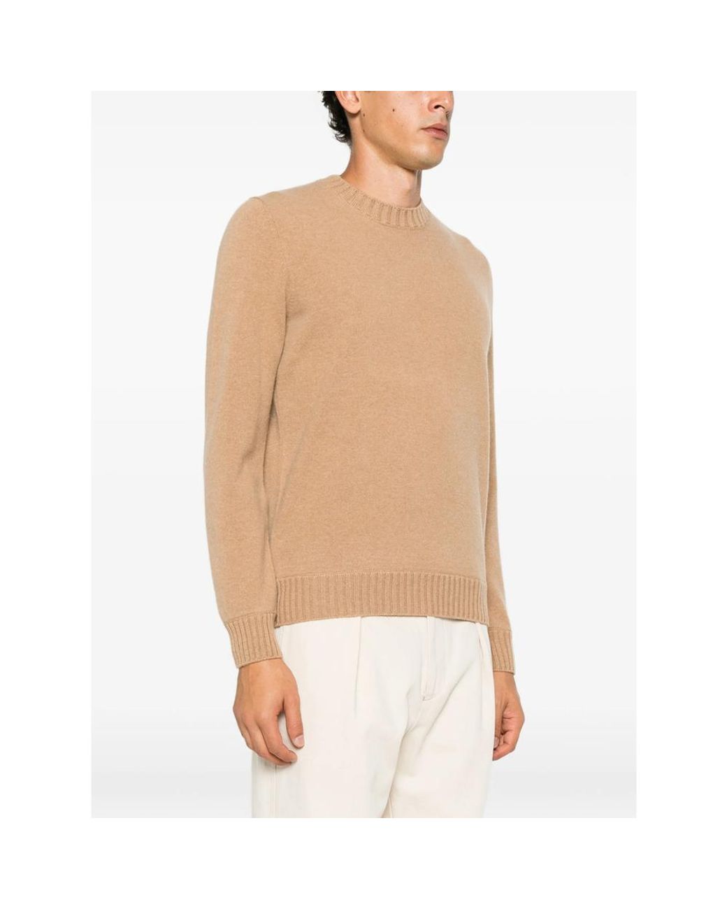 Magazzino Ricambi Natural Ribbed-Trim Crew-Neck Sweater for men