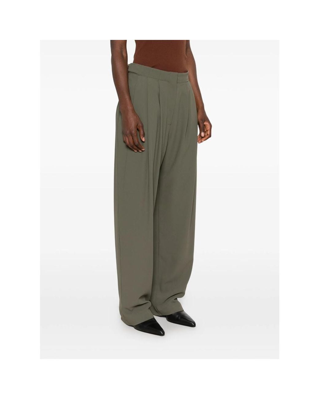 IRO Green Oakland Pleated Wide-Leg Trousers