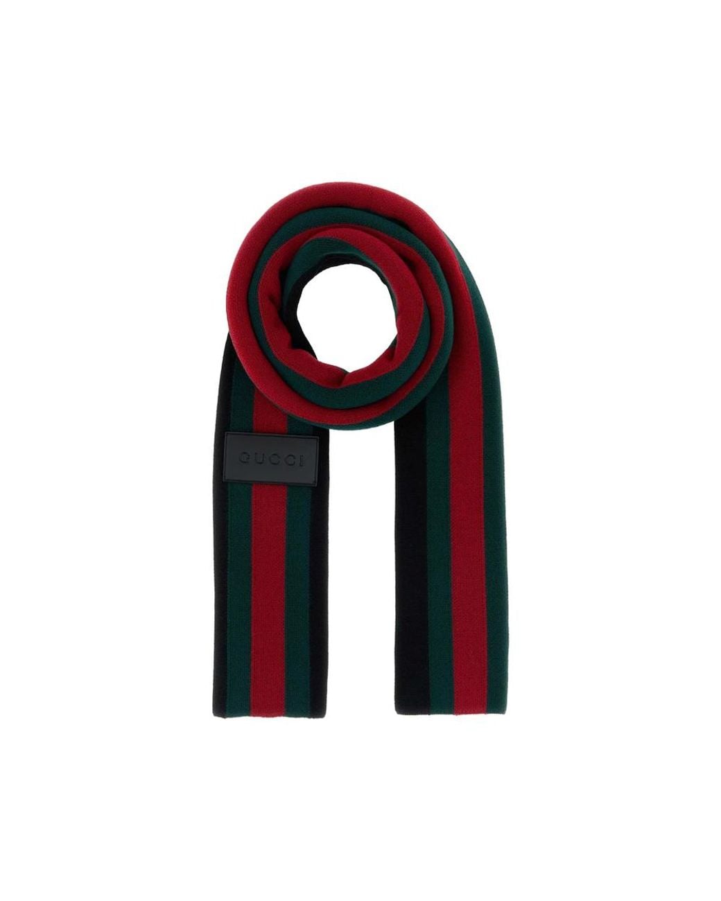 Gucci Black Striped Wool Cashmere Jacquard Scarf for men