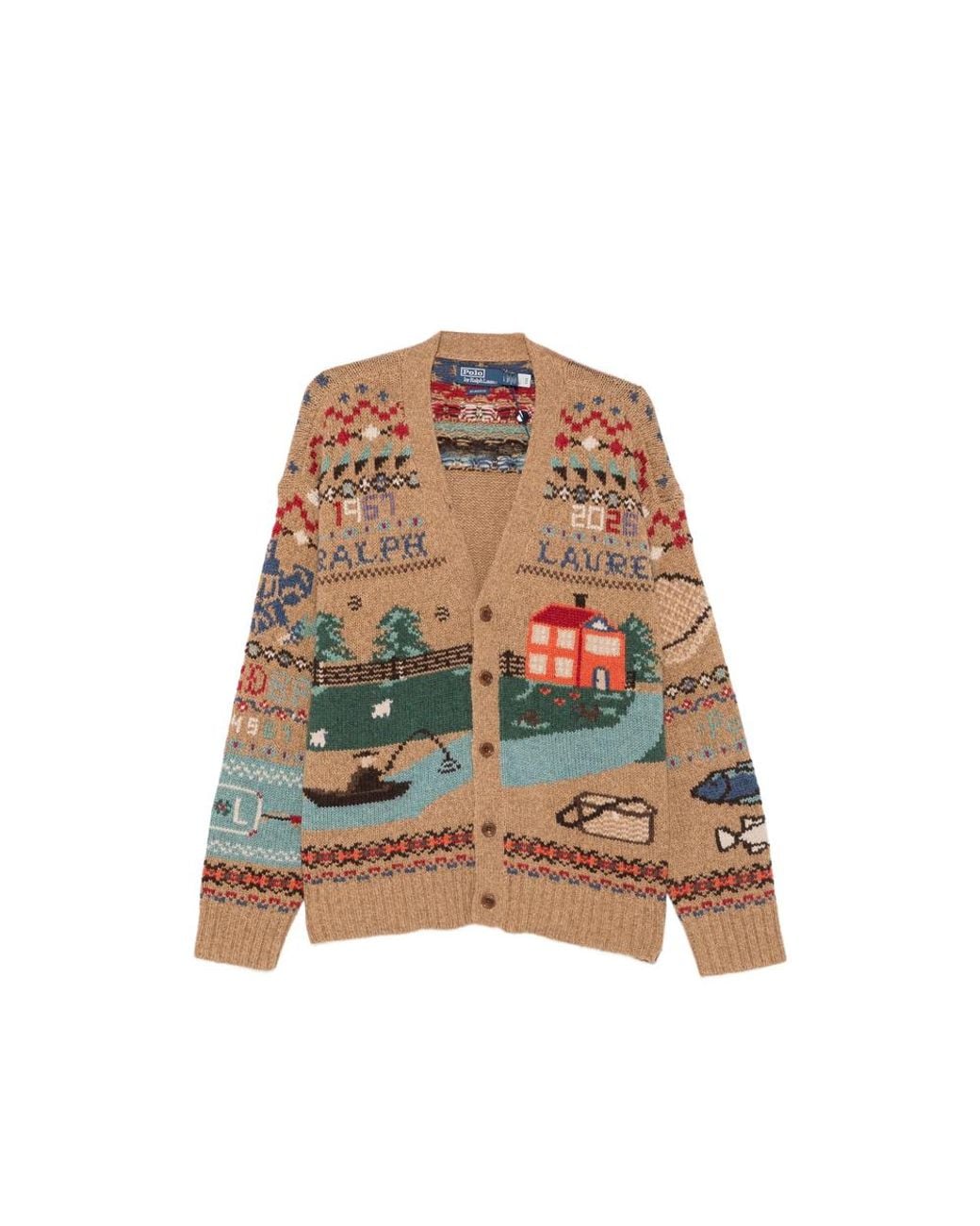 Ralph Lauren Multicolor Intarsia-Knit V-Neck Cardigan for men