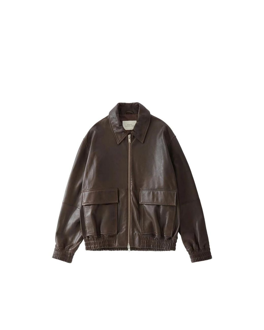 Studio Nicholson Brown Piston Leather Zip-Up Jacket for men