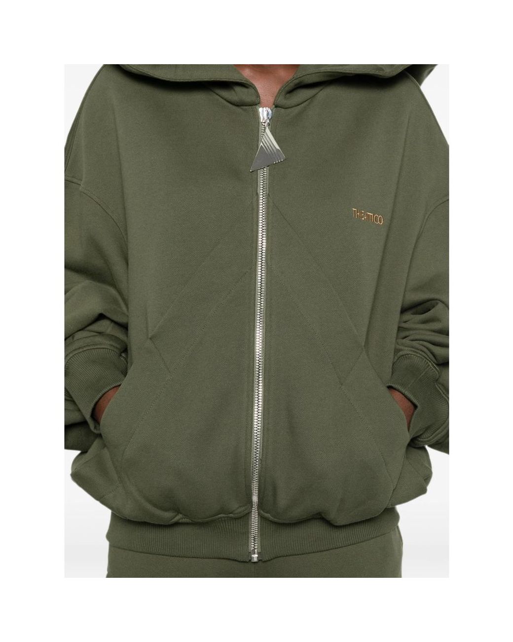 The Attico Green Logo-Embroidered Zip-Up Hoodie