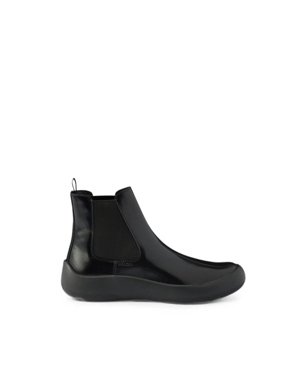 Prada Black Brushed Leather Chelsea Boots for men