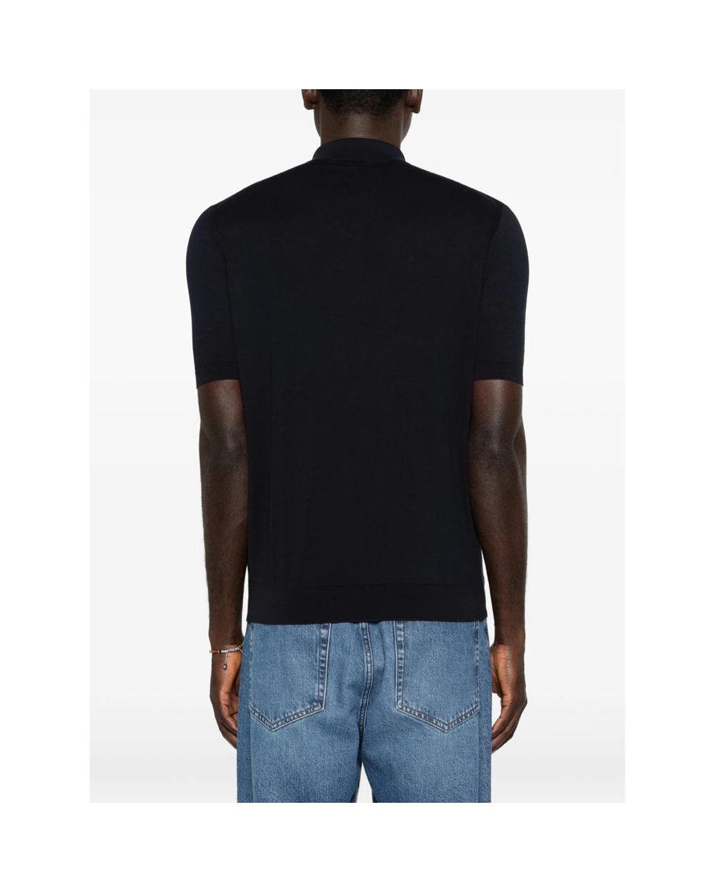Fedeli Black Button-Up Polo Shirt for men