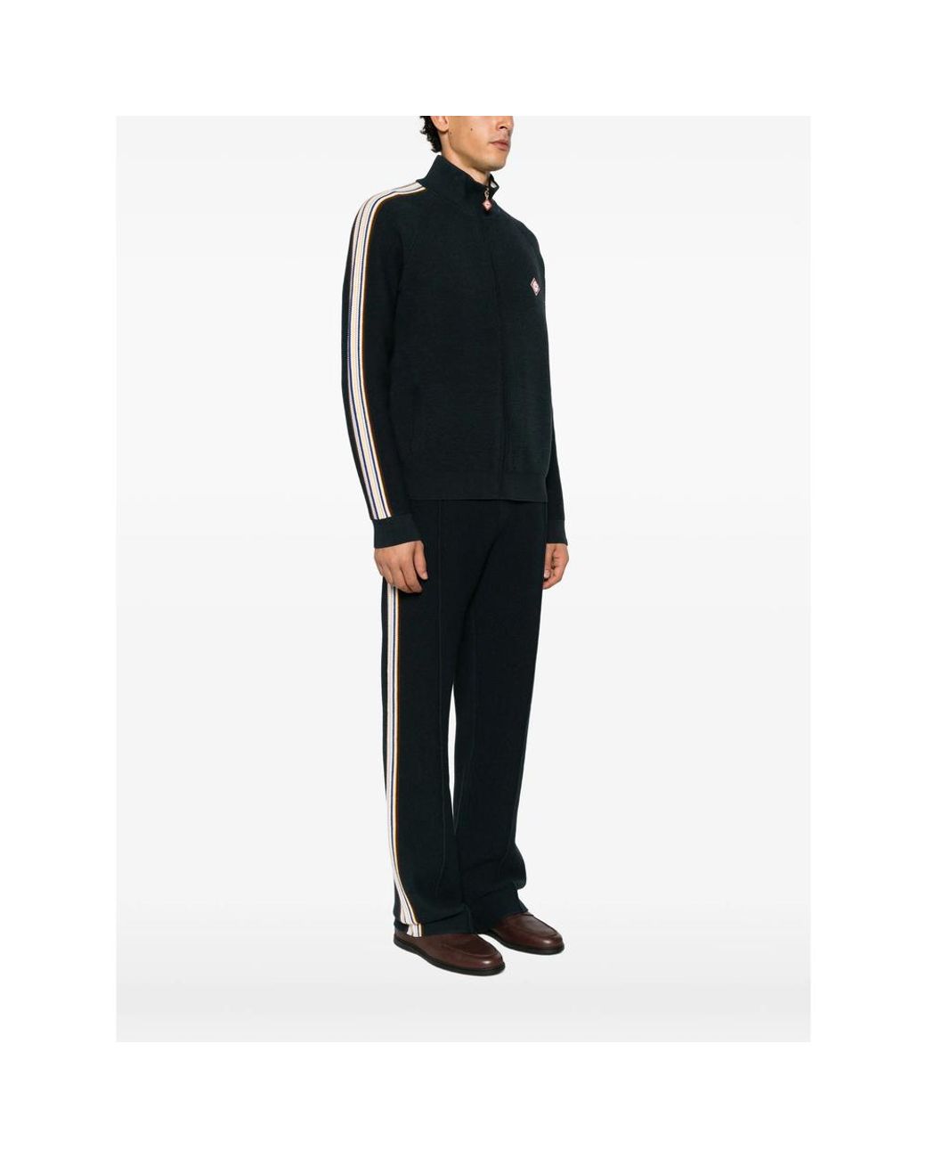 Casablanca Black Logo-Patch Zip-Up Sweater for men