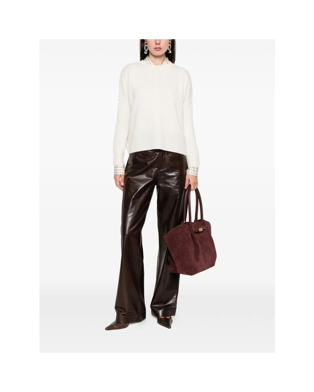 Kujten White Whipstitch-Detailed Sweater