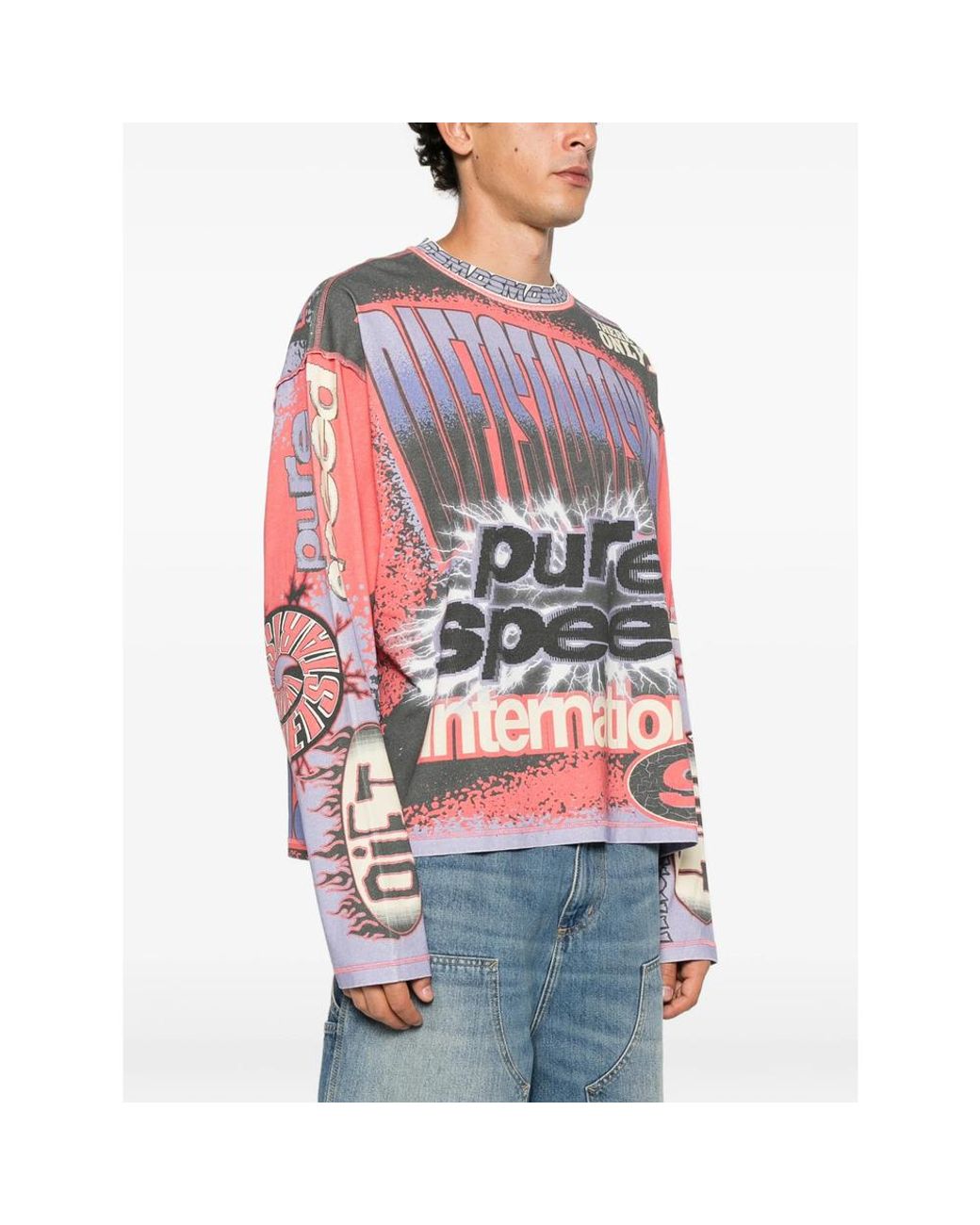 DIET STARTS MONDAY Pink Graphic-Print Long-Sleeve T-Shirt for men