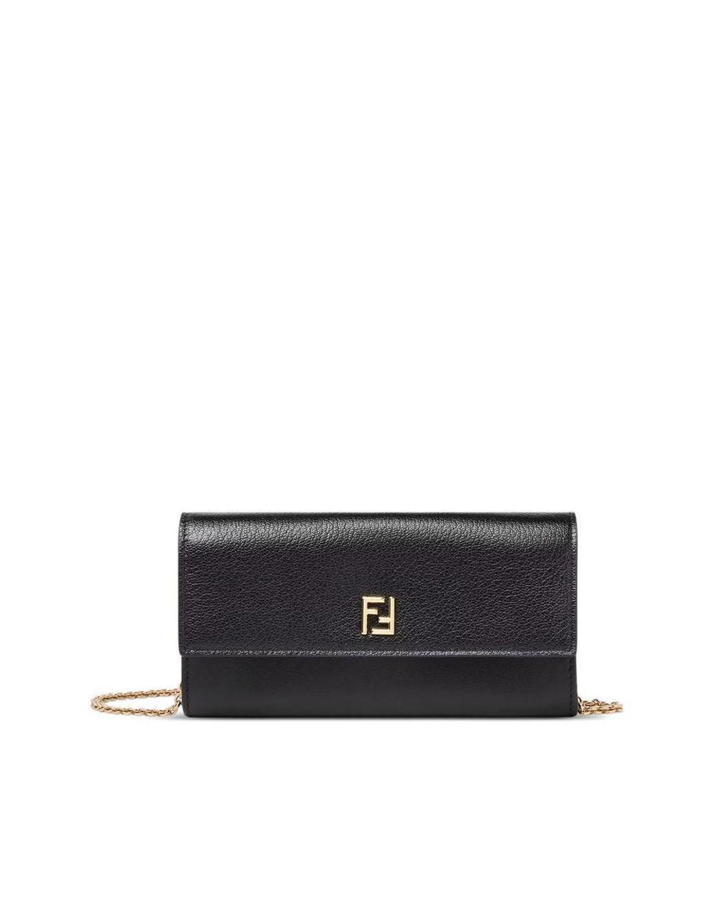Fendi Black Ff Continental With Chain