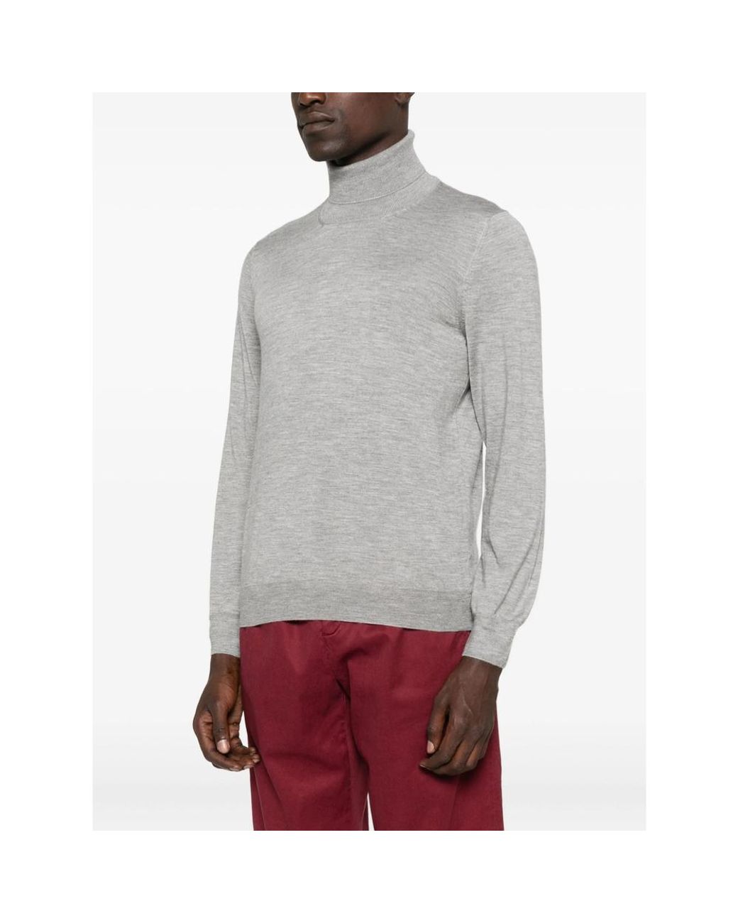 La Fileria Gray Turtleneck Long-Sleeve Sweater for men