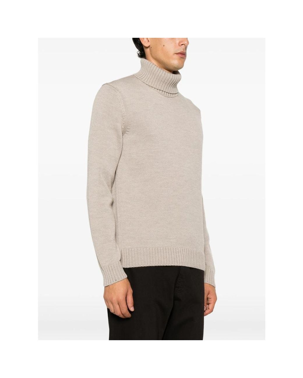 ZANONE-SLOWEAR Natural Ribbed-Knit Roll-Neck Sweater for men
