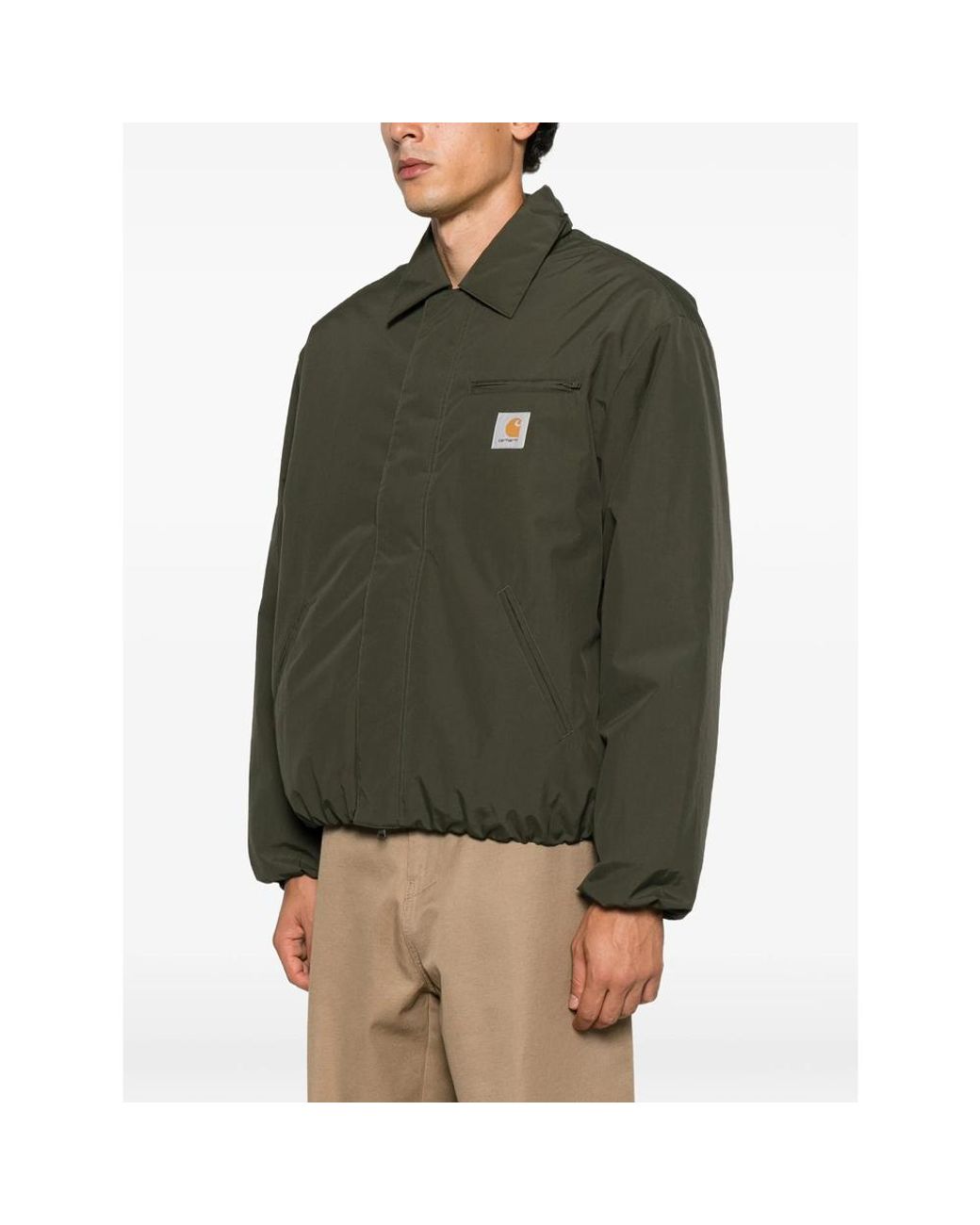 Carhartt Green Logo-Patch Zip-Up Jacket for men