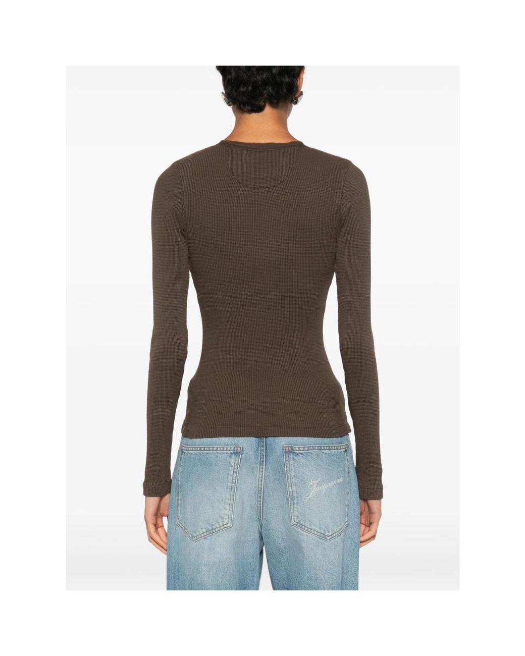 Citizens of Humanity Brown Drea Waffle-Knit Henley Top