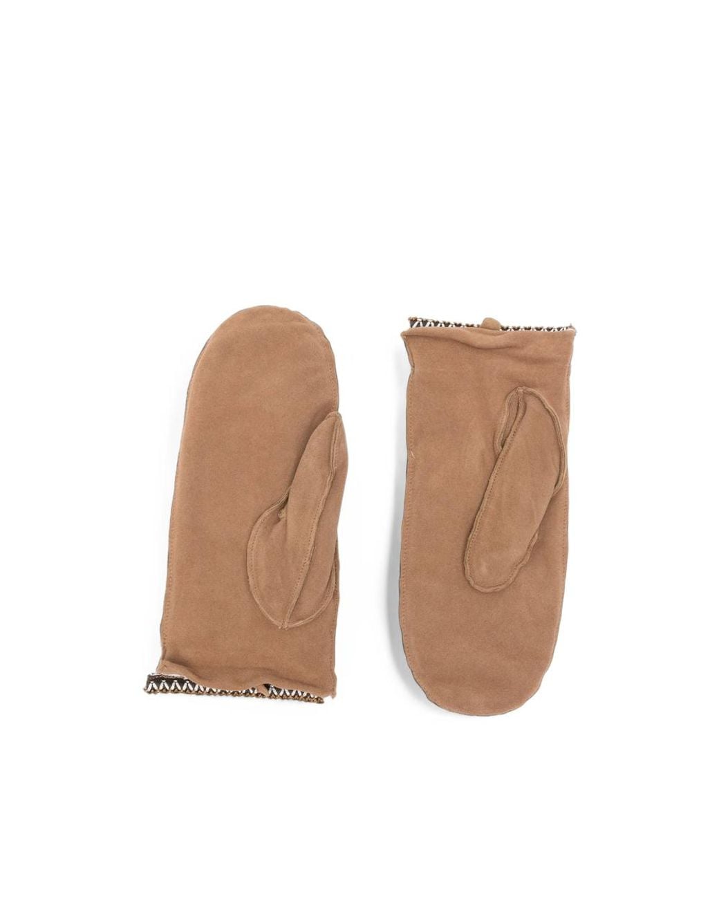 Ugg White Braid Suede Mittens