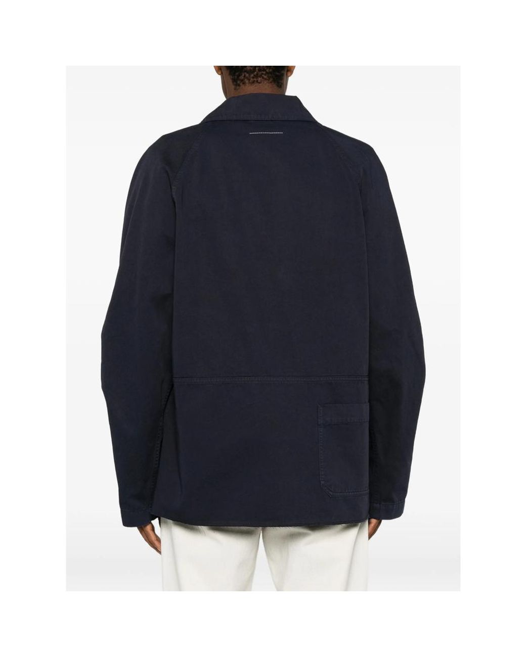 MM6 by Maison Margiela Blue Concealed-Fastening Patch-Pocket Shirt Jacket for men