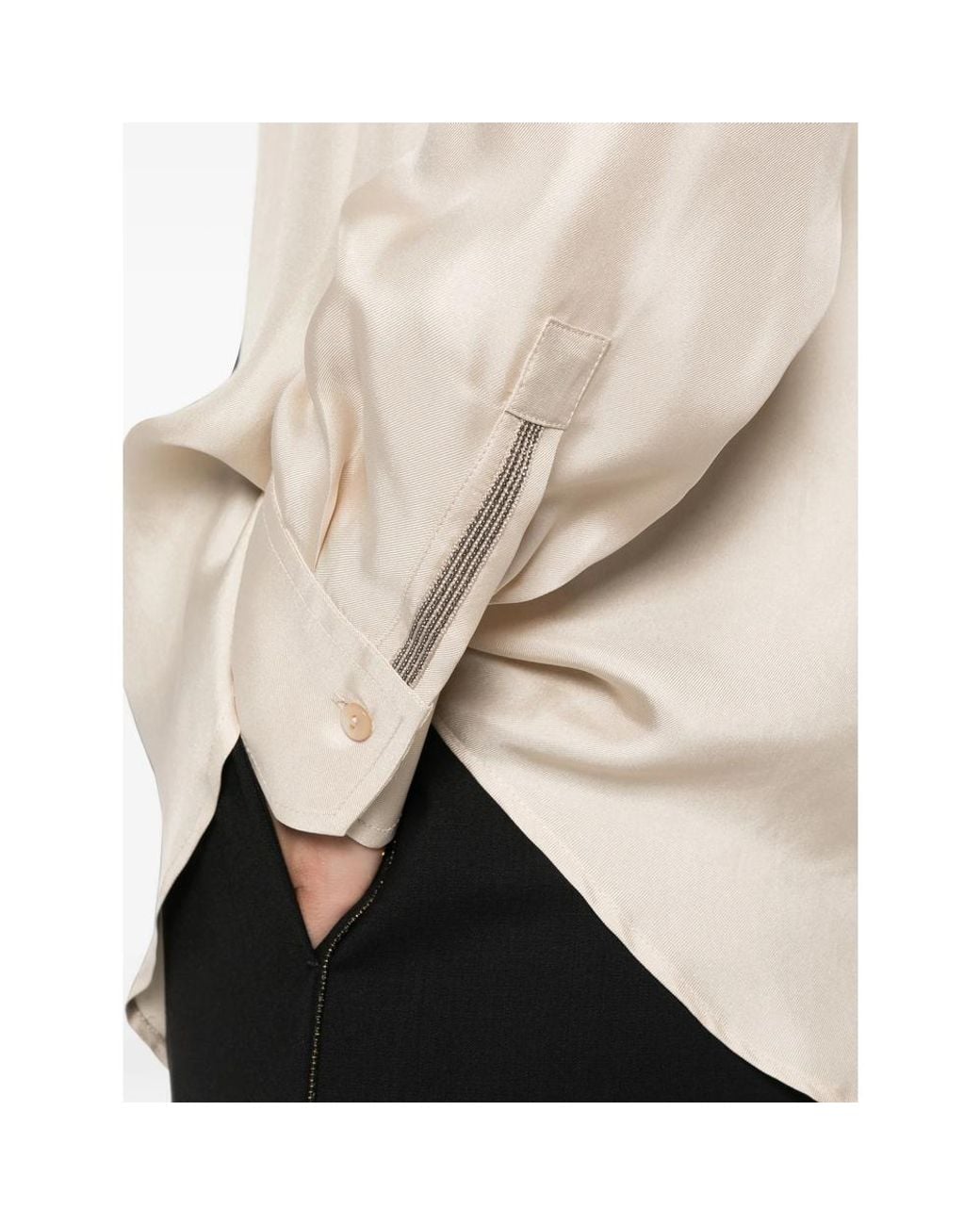 Antonelli Natural Beaded-Trim Pocket Shirt