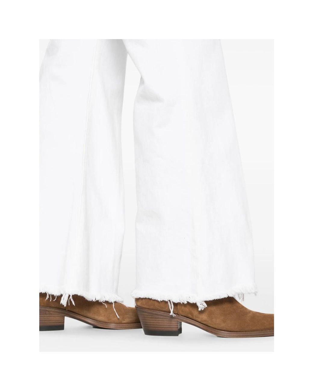 FRAME White Frayed-Hem Jeans