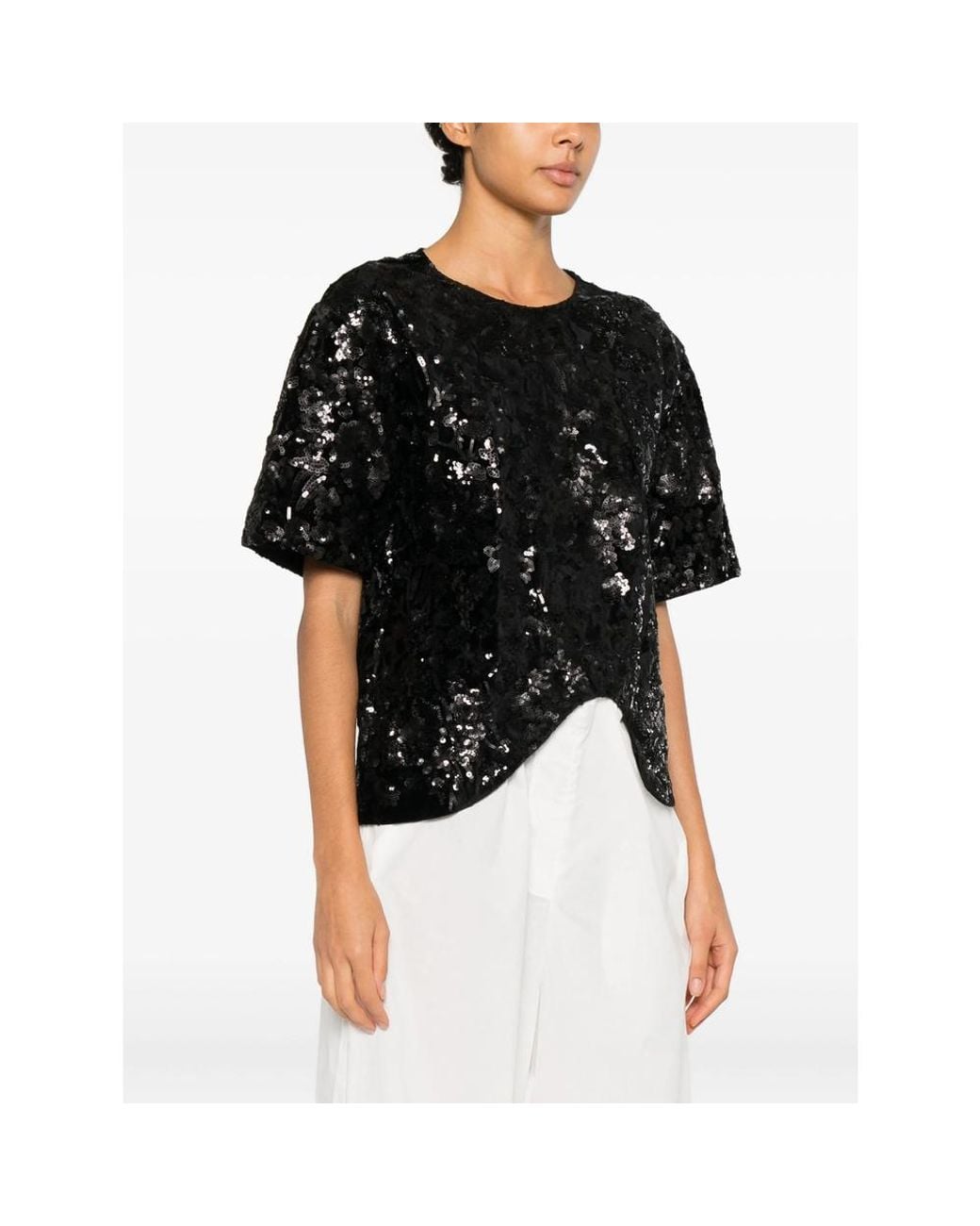 Niccolò Pasqualetti Black Onda Sequinned Asymmetric Top
