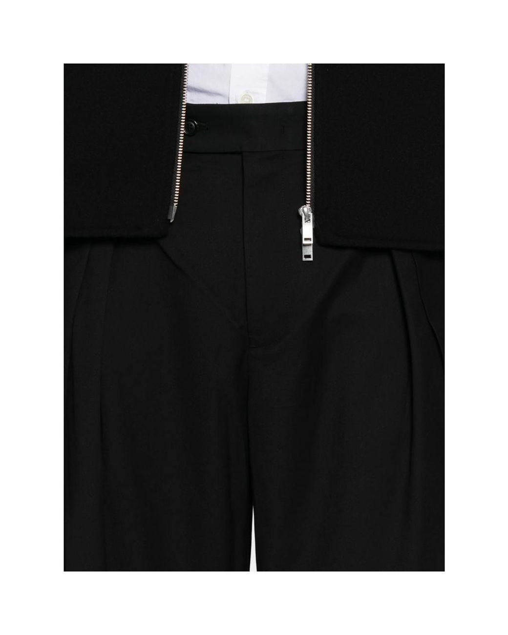 TONYWACK Black Pleated Wide-Leg Trousers for men