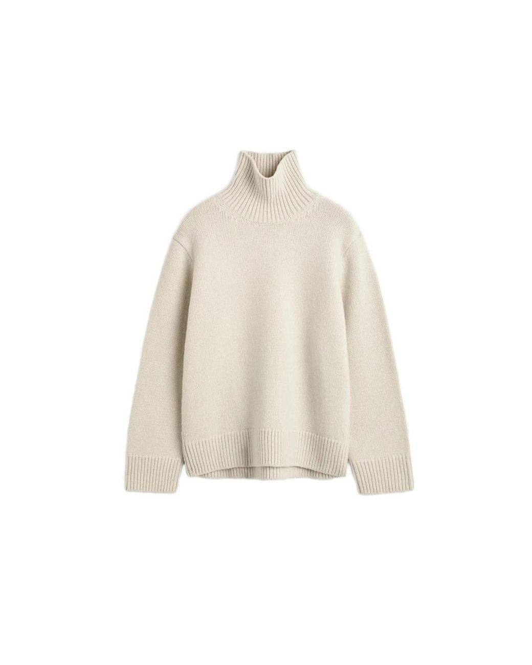 Totême  Natural Oversized Lambswool Turtleneck Sweater Almond