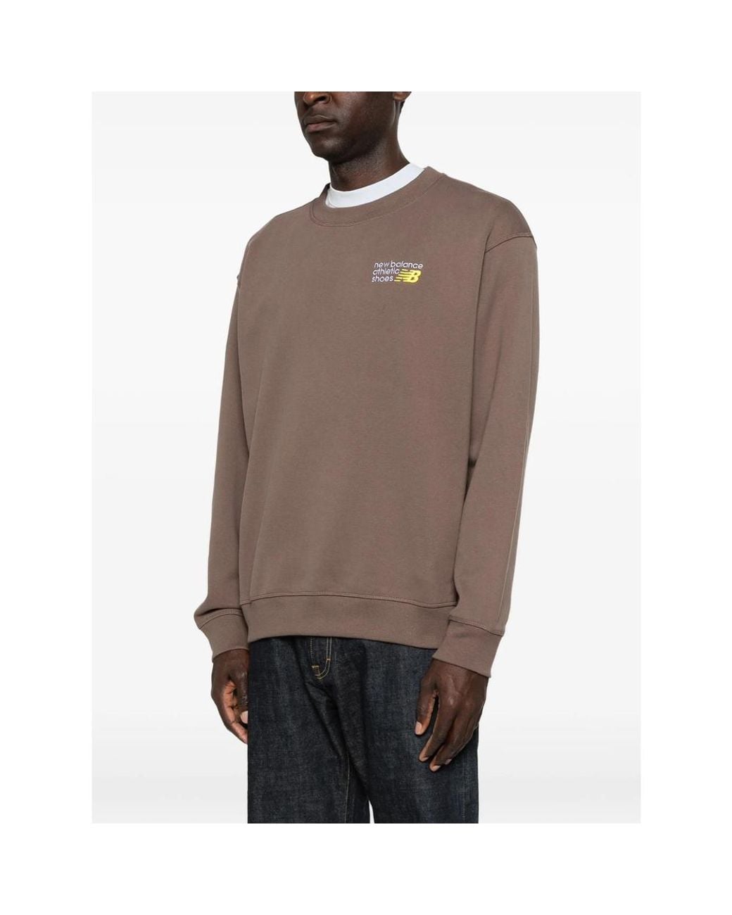New Balance Brown Crew-Neck Sweatshirt for men