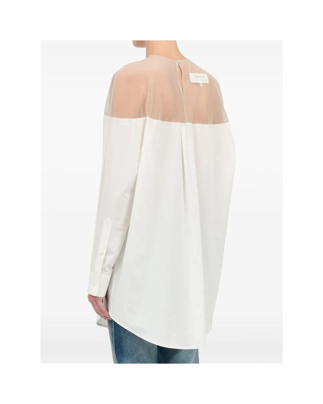 MM6 by Maison Margiela White High-Cut Cuffed Cotton Shirt