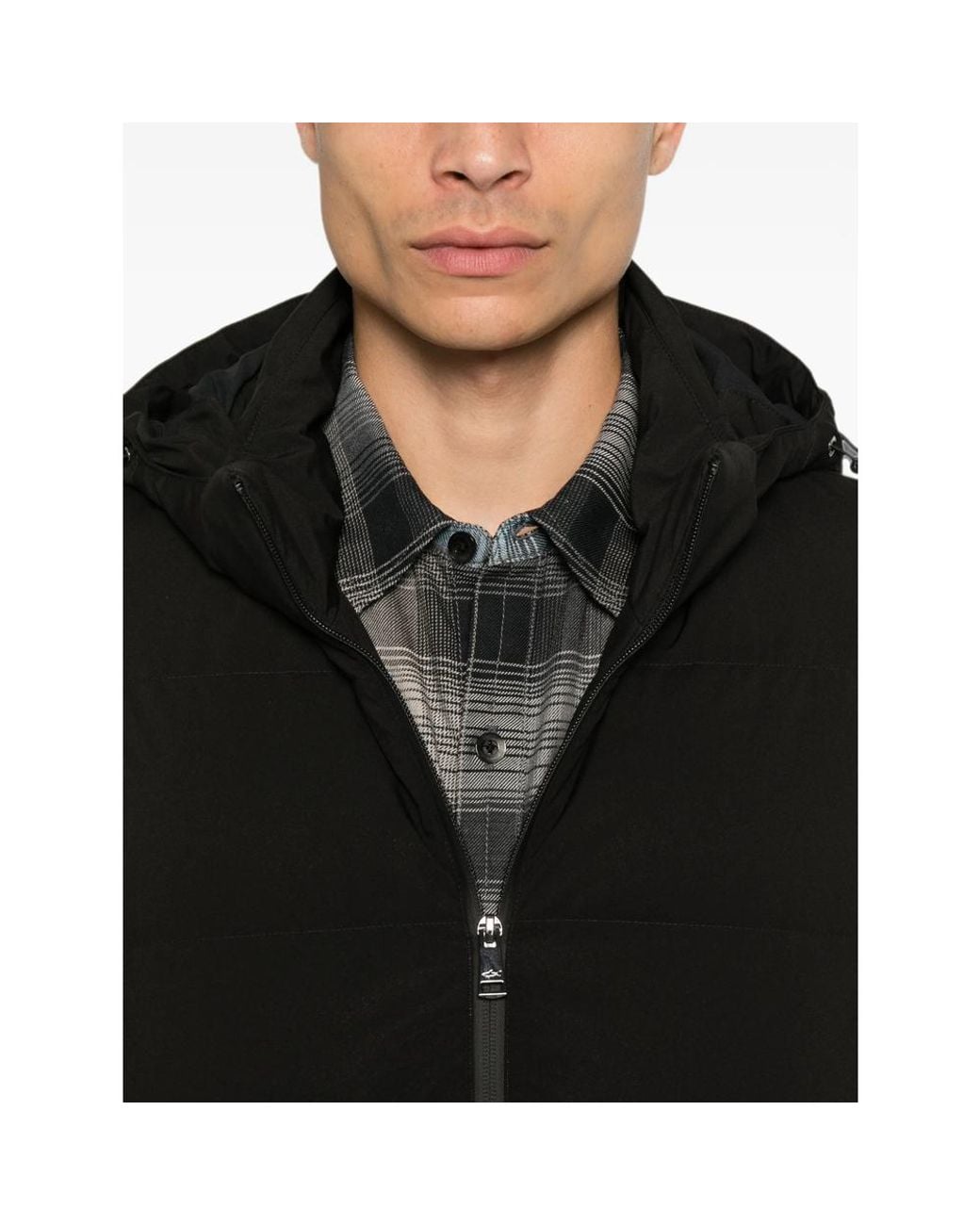 Paul & Shark Black Hooded Padded Jacket for men