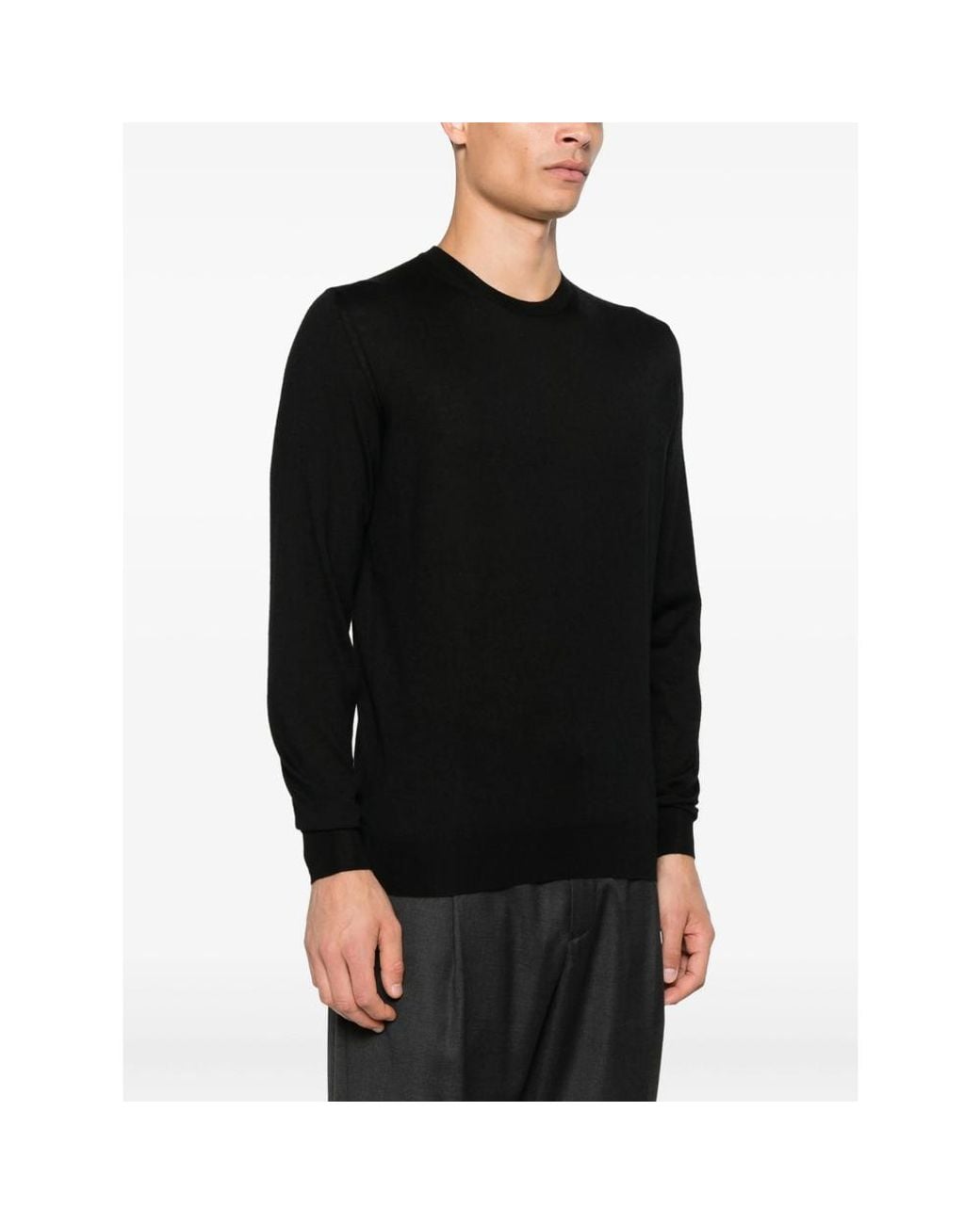 Fedeli Black Crew-Neck Long-Sleeve Top for men