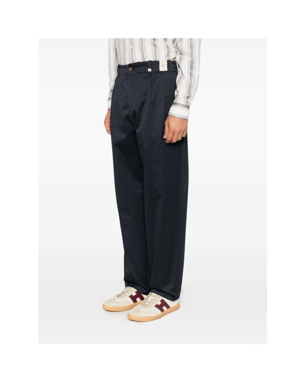 Myths Gray Pleated Straight-Leg Trousers for men