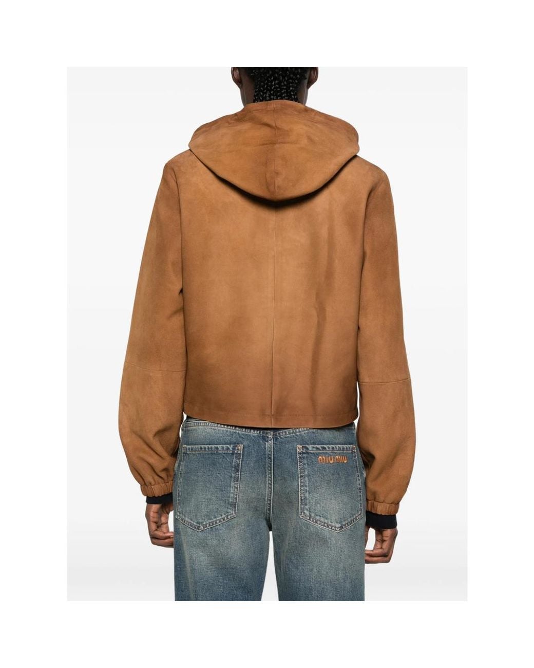 Miu Miu Brown Waxed Suede Blouson Jacket