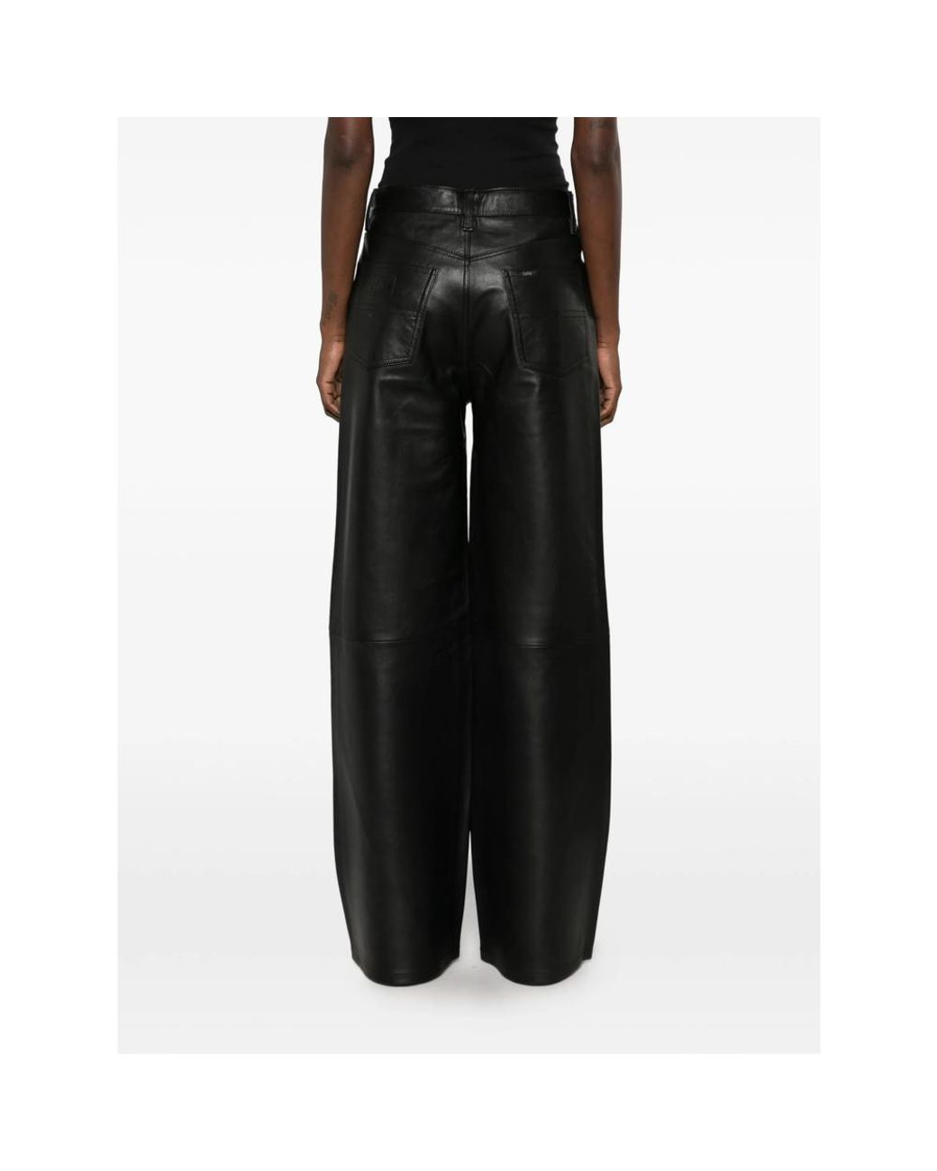 Lois Gray Leather Wide-Leg Trousers