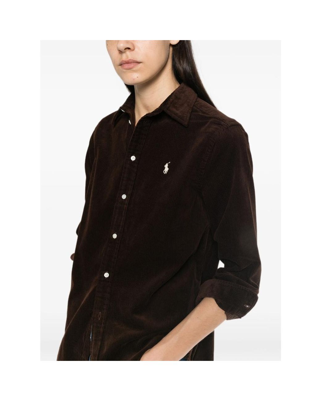 Ralph Lauren Black Corduroy Embroidered-Logo Shirt