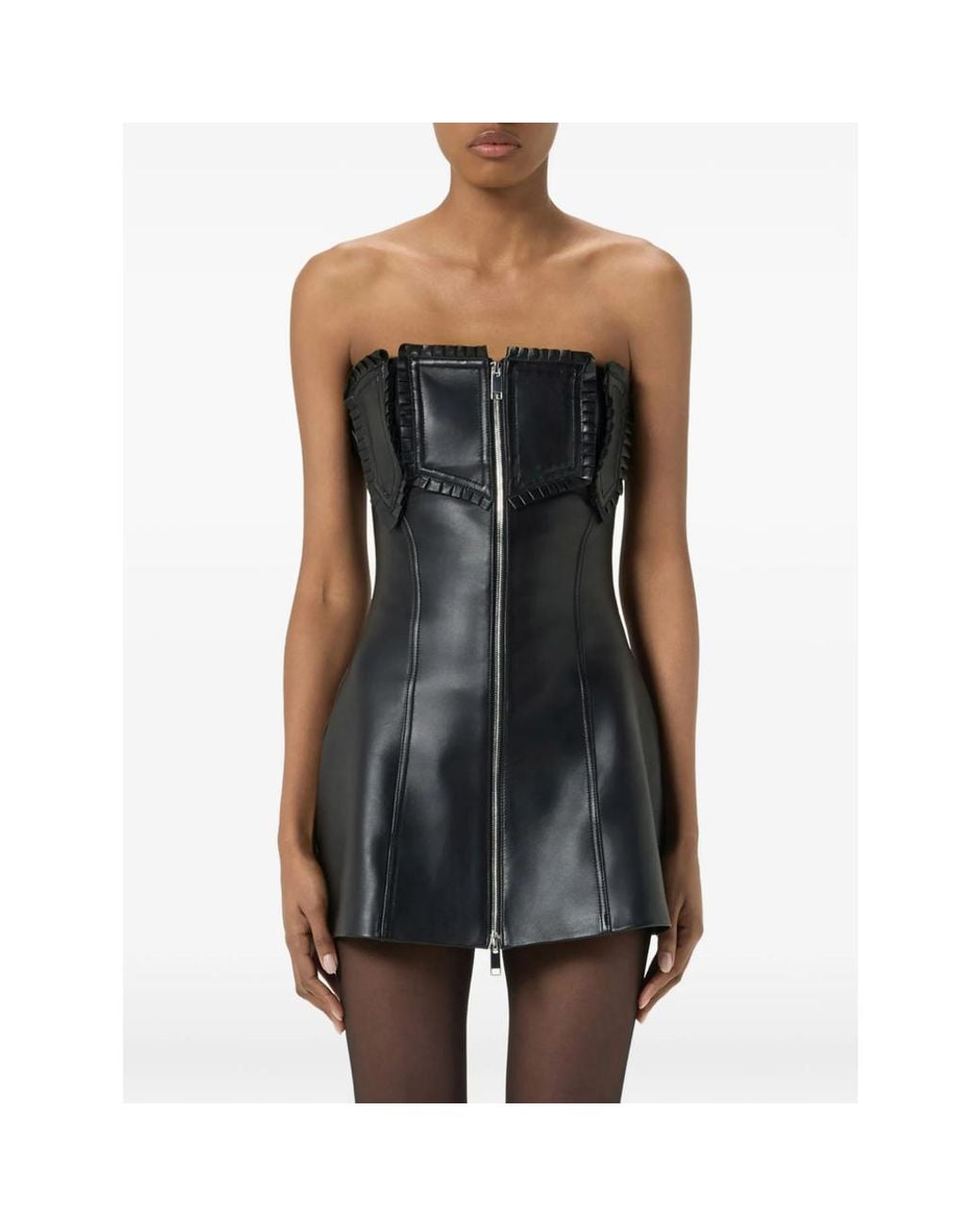 Blumarine Black Ruffled Bustier Mini Dress