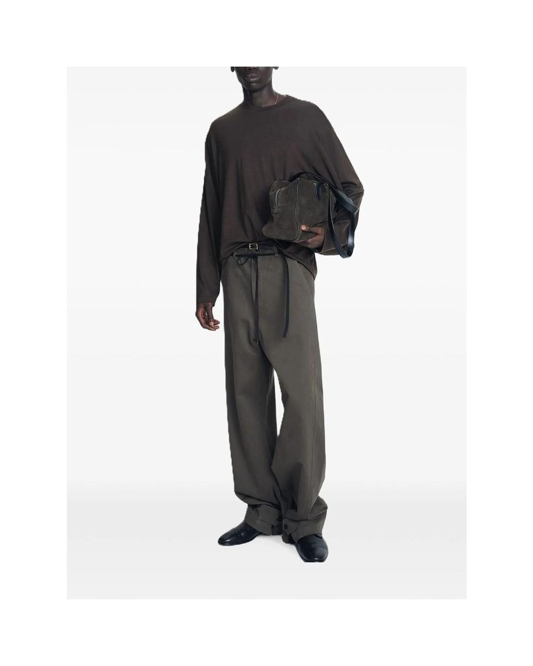 TONYWACK Gray Drawstring Button-Tab Trousers for men