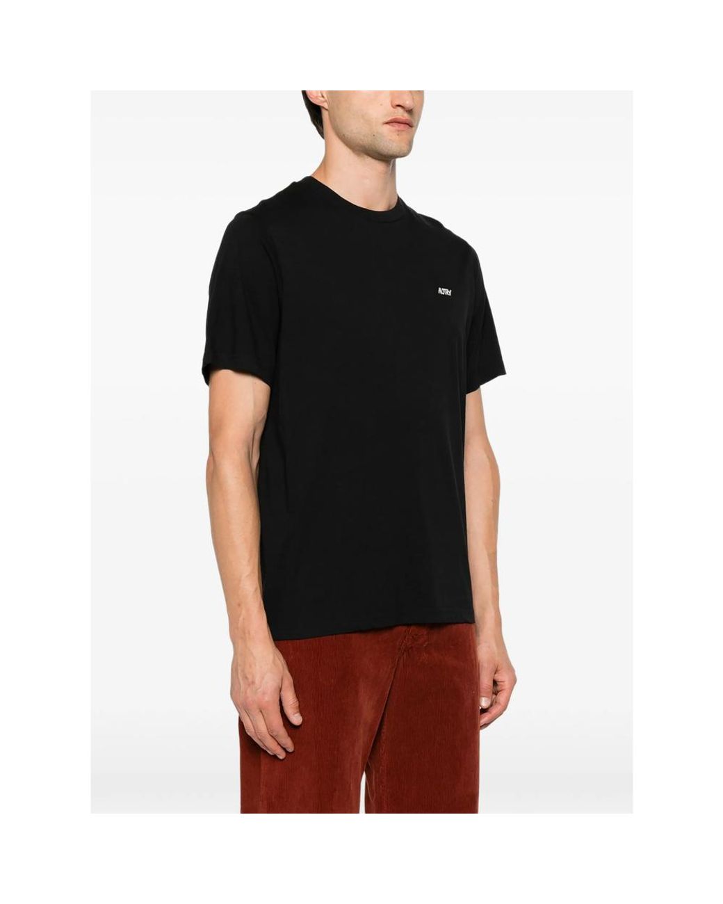 Autry Black Logo-Embroidered T-Shirt for men