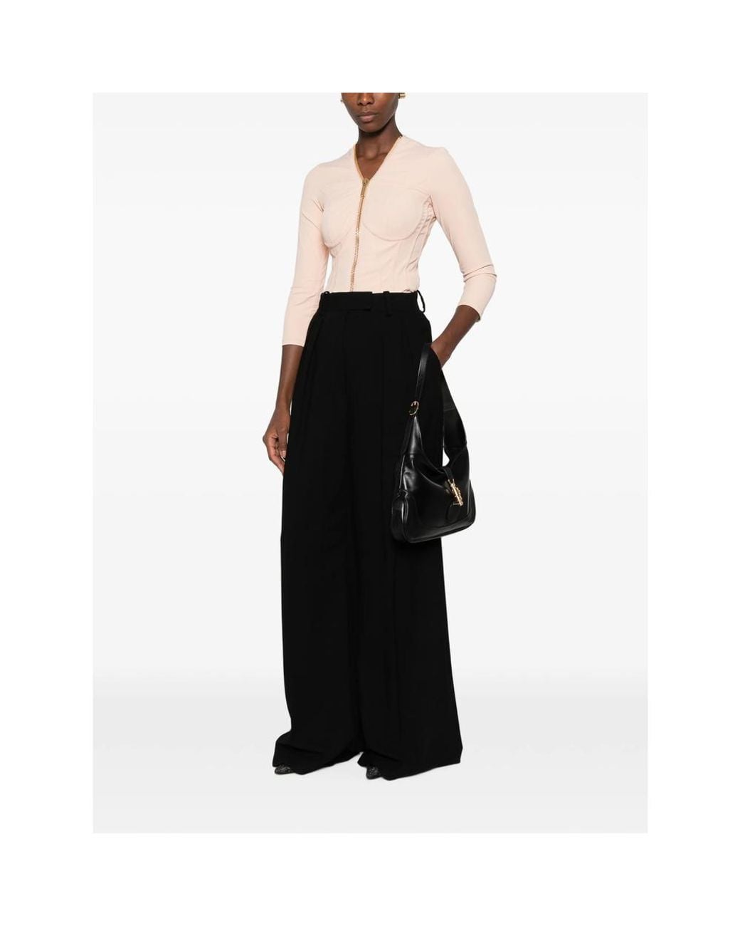Elisabetta Franchi Natural Corset-Style Zip-Up Jacket