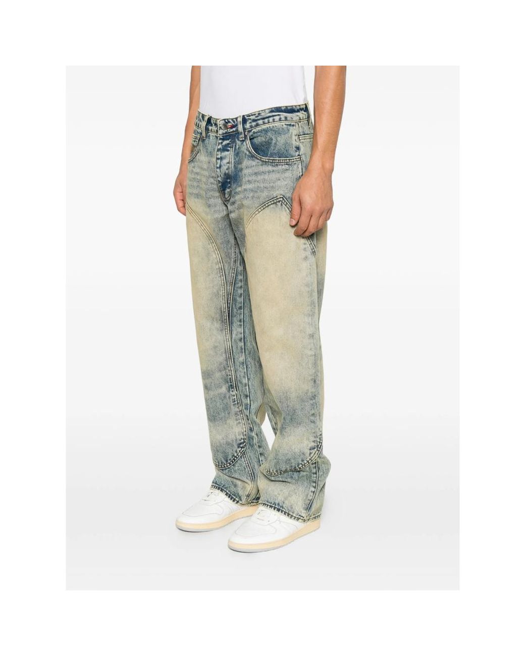 DIET STARTS MONDAY Blue Acid-Wash Lightning-Bolt Jeans for men