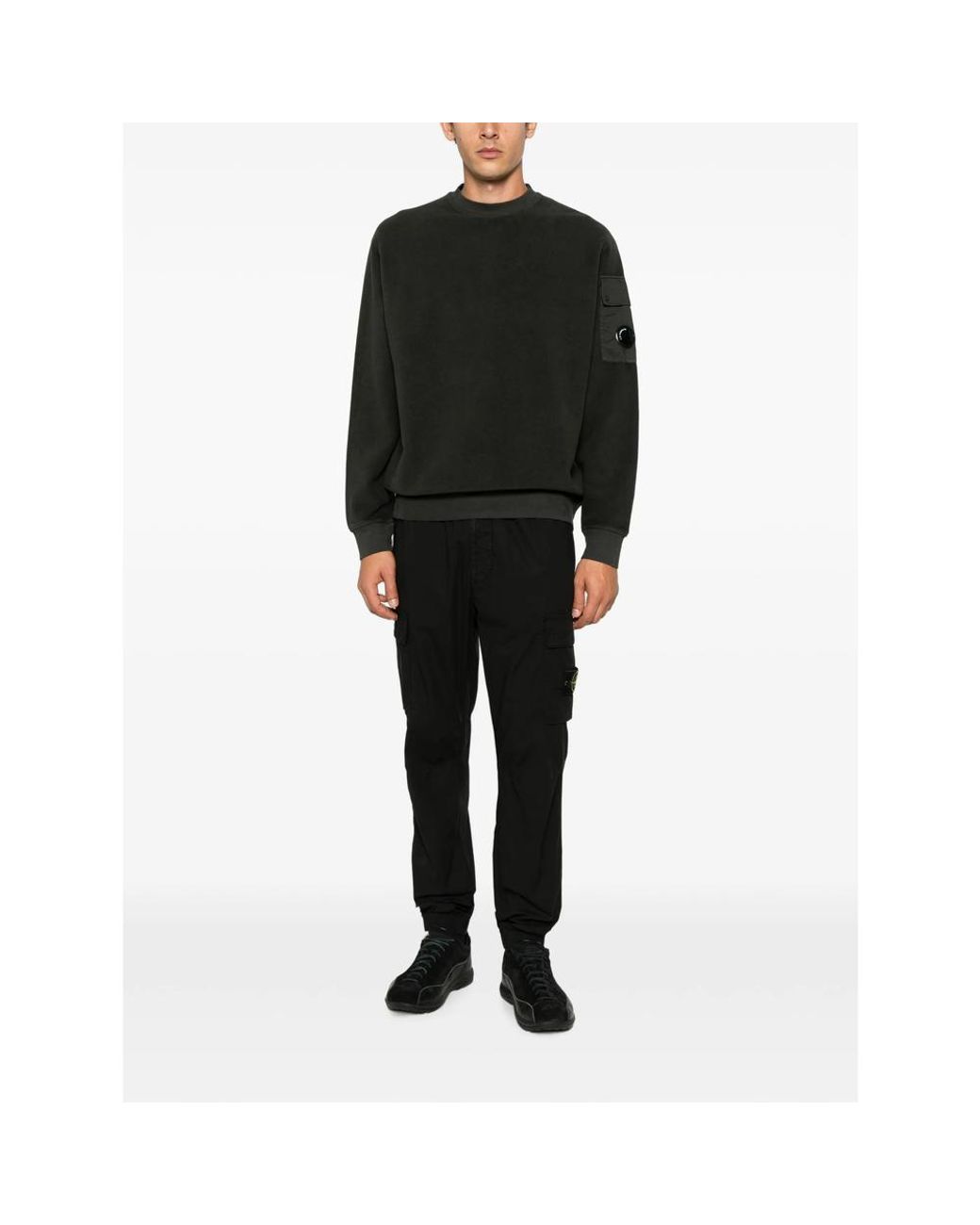 C P Company Black C. P. Company Lens-Detail Pocket Sweatshirt for men