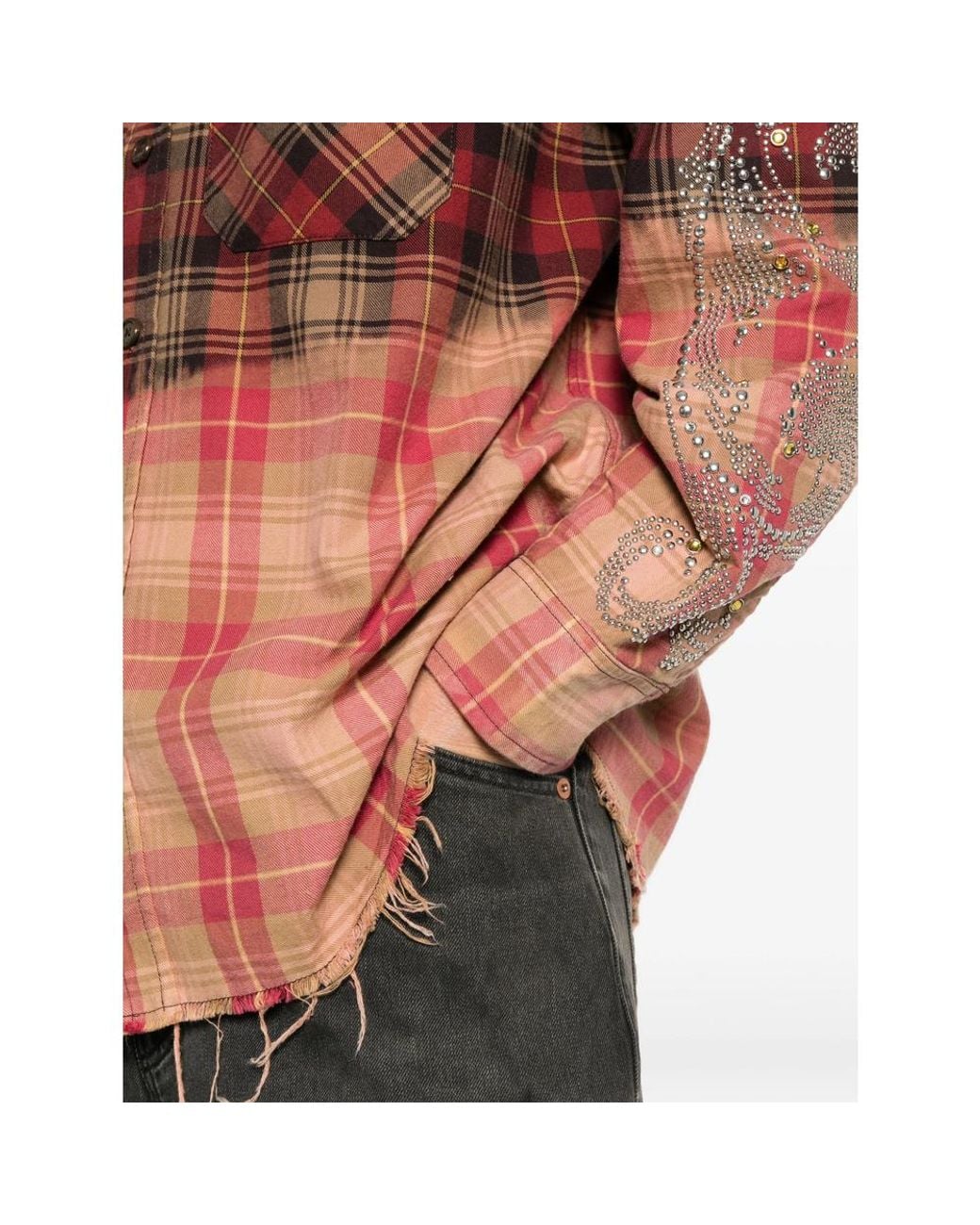 ERCOLE STUDIO Red Stud-Embellished Dip-Dye Shirt for men