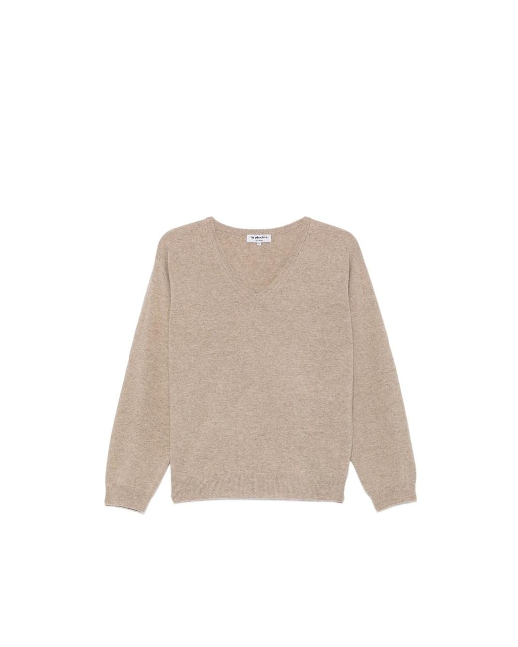 LA PISCINE Natural V-Neck Sweater