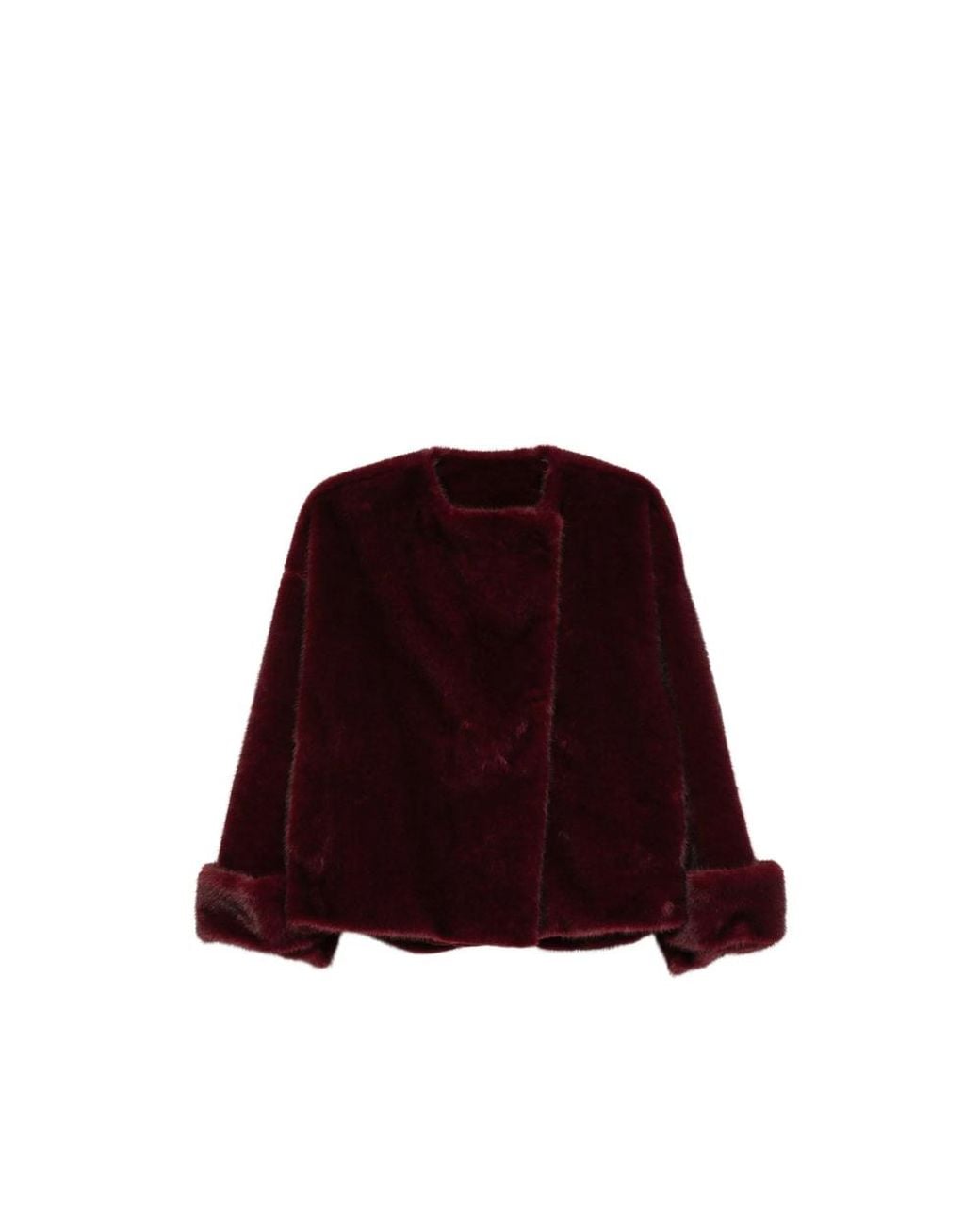 Antonelli Red Faux-Fur Wide-Collar Jacket